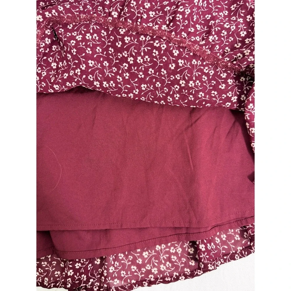Hollister Skirt Womens Small Red Floral Wrap Ruffle Mini Lined High Rise Chiffon